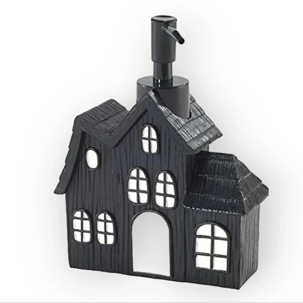 Avanti Black Spooky Haunted House Mansion Halloween‎ Soap Pump Dispenser